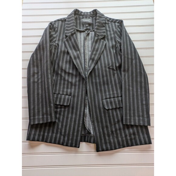 Liverpool Blazer Womens Medium Open Front Beetlejuicecore Goth Striped Layers - Picture 4 of 13